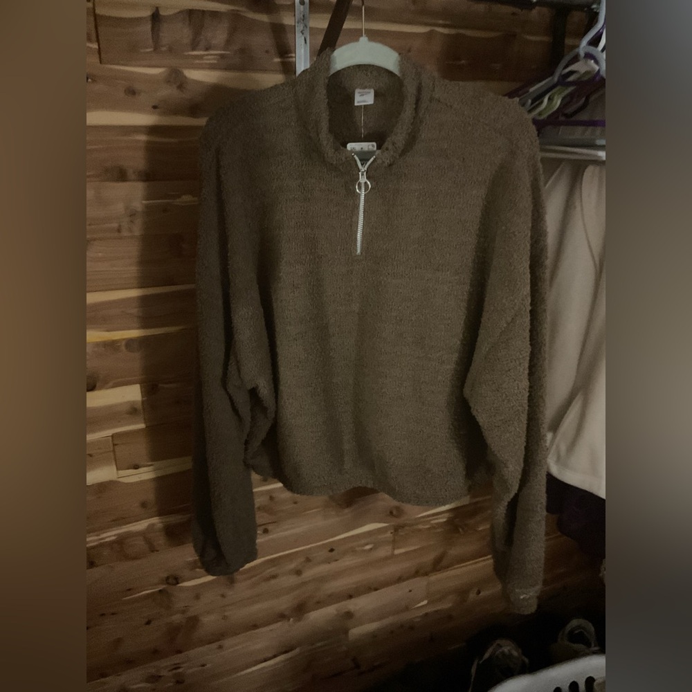 NWT REEBOK BRAND WOMEN'S BROWN COZY 3/4 ZIP SWEATSHIRT SIZE 2XL          B34  BY